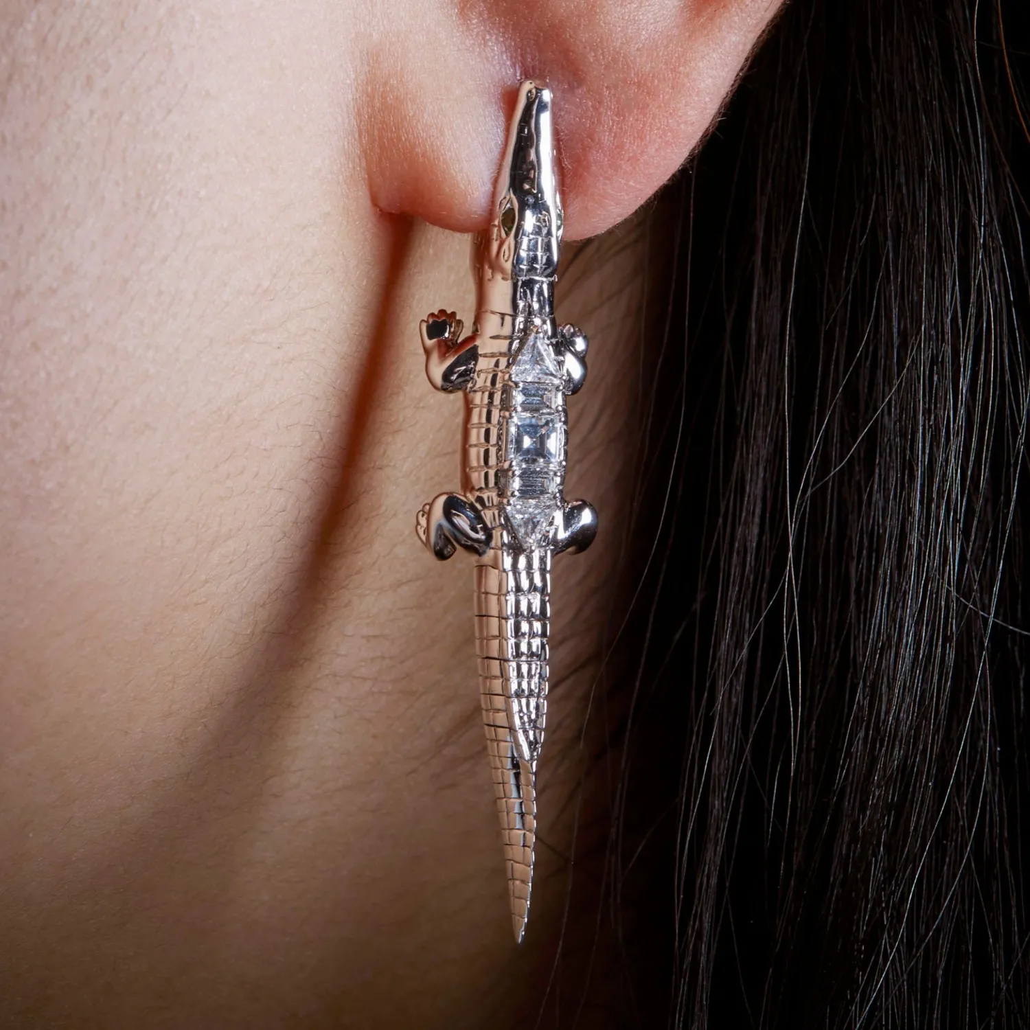 Bibi van der Velden Alligator Art Deco Bite Earring Clearance