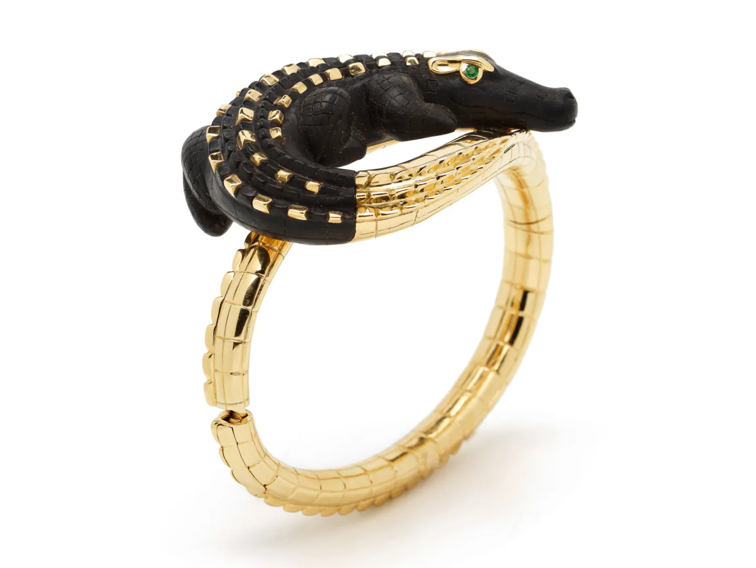 Bibi van der Velden Alligator Ebony Wood Twist Bangle Fashion