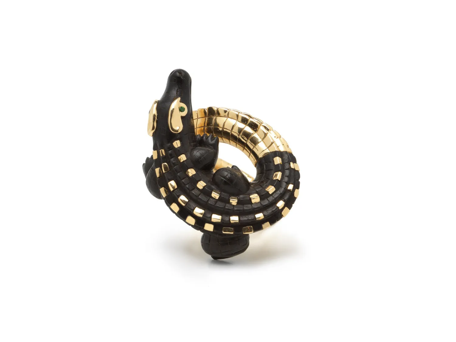 Bibi van der Velden Alligator Ebony Wood Twist Ring Outlet