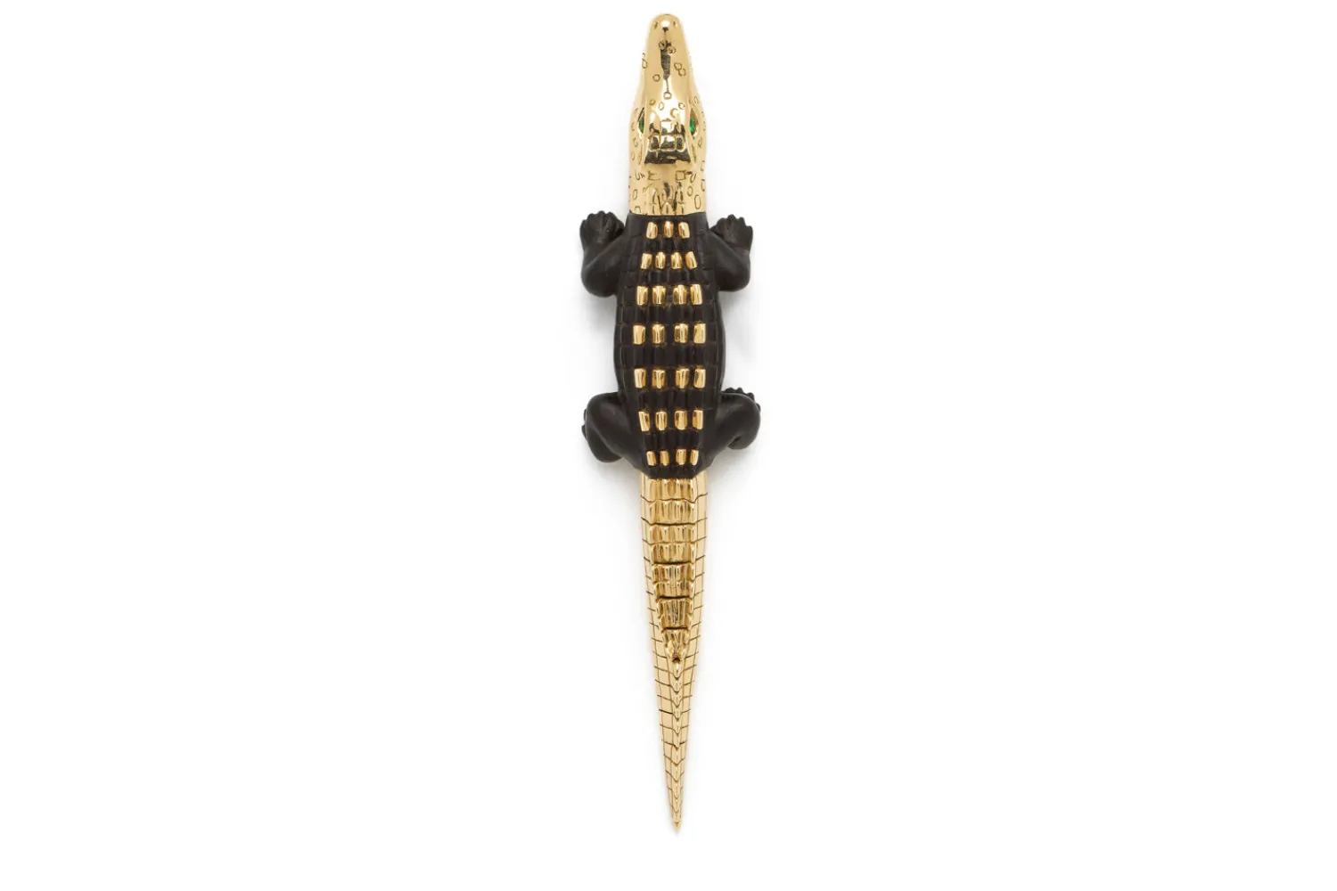 Bibi van der Velden Alligator Ebony Wood With Gold Studs Bite Earring Large Cheap