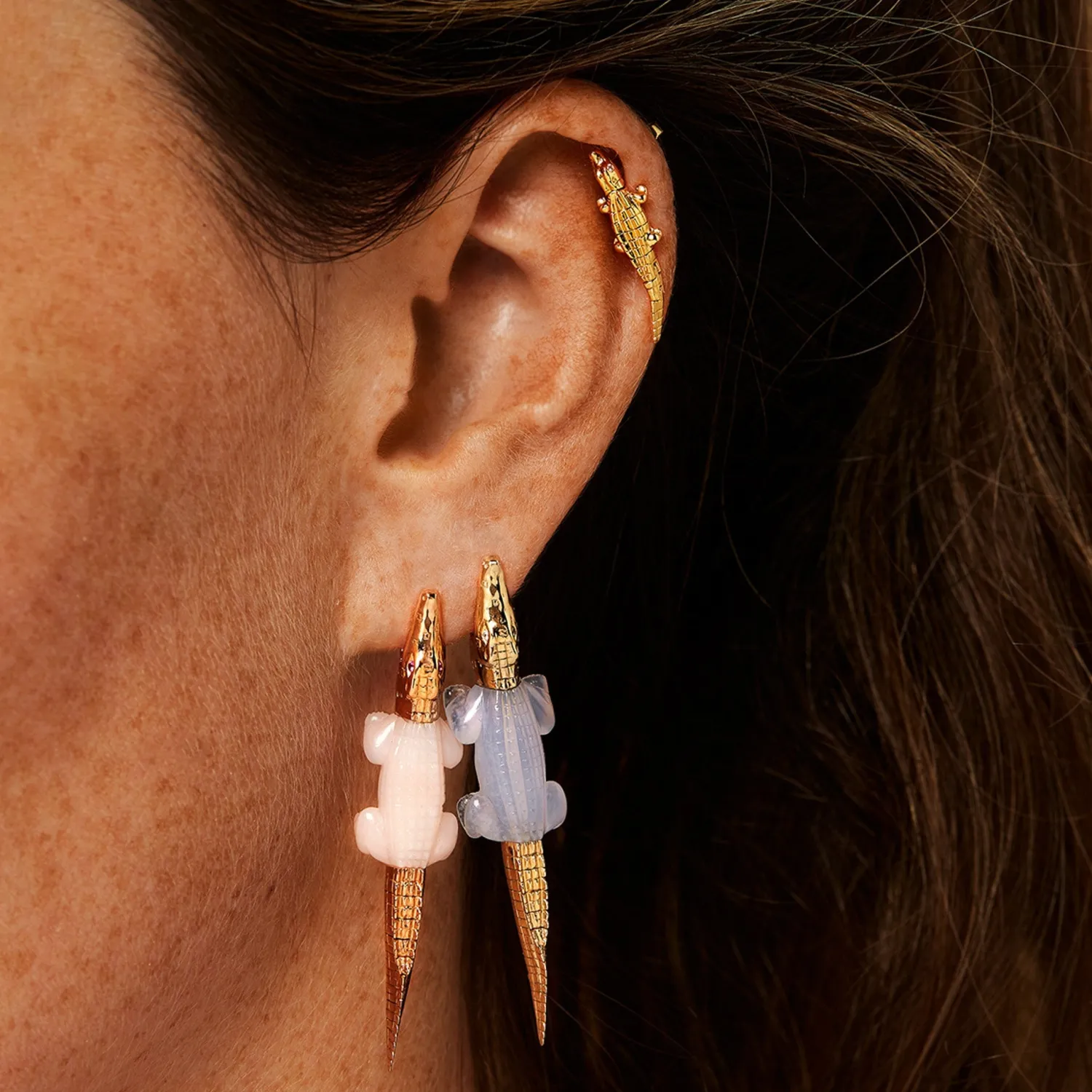 Bibi van der Velden Alligator Pink Opal Bite Earring Store
