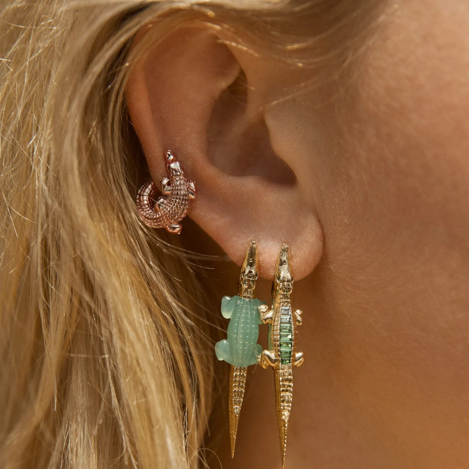 Bibi van der Velden Alligator Rose Gold Twist Earring Discount