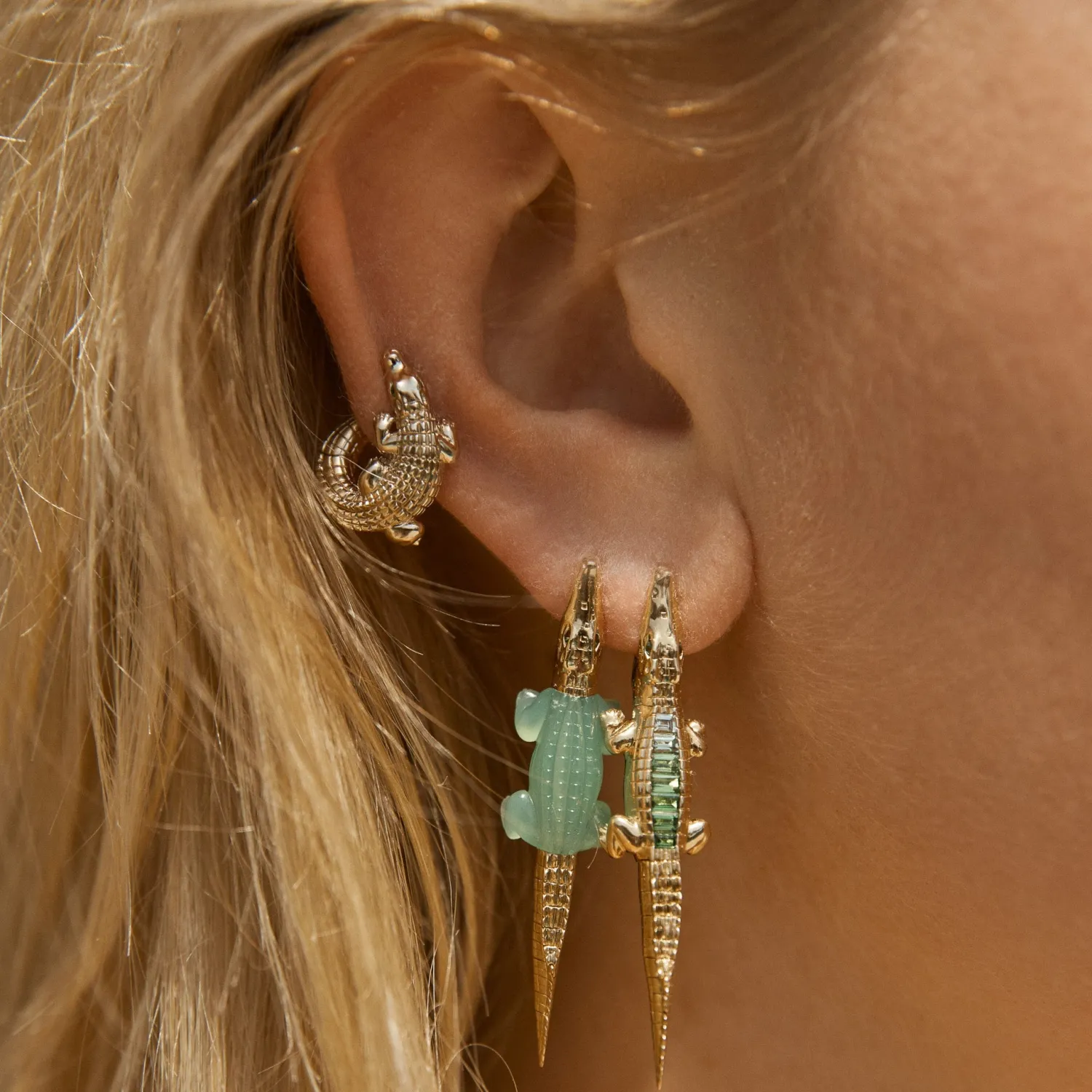 Bibi van der Velden Alligator Tsavorite Bite Earring Clearance