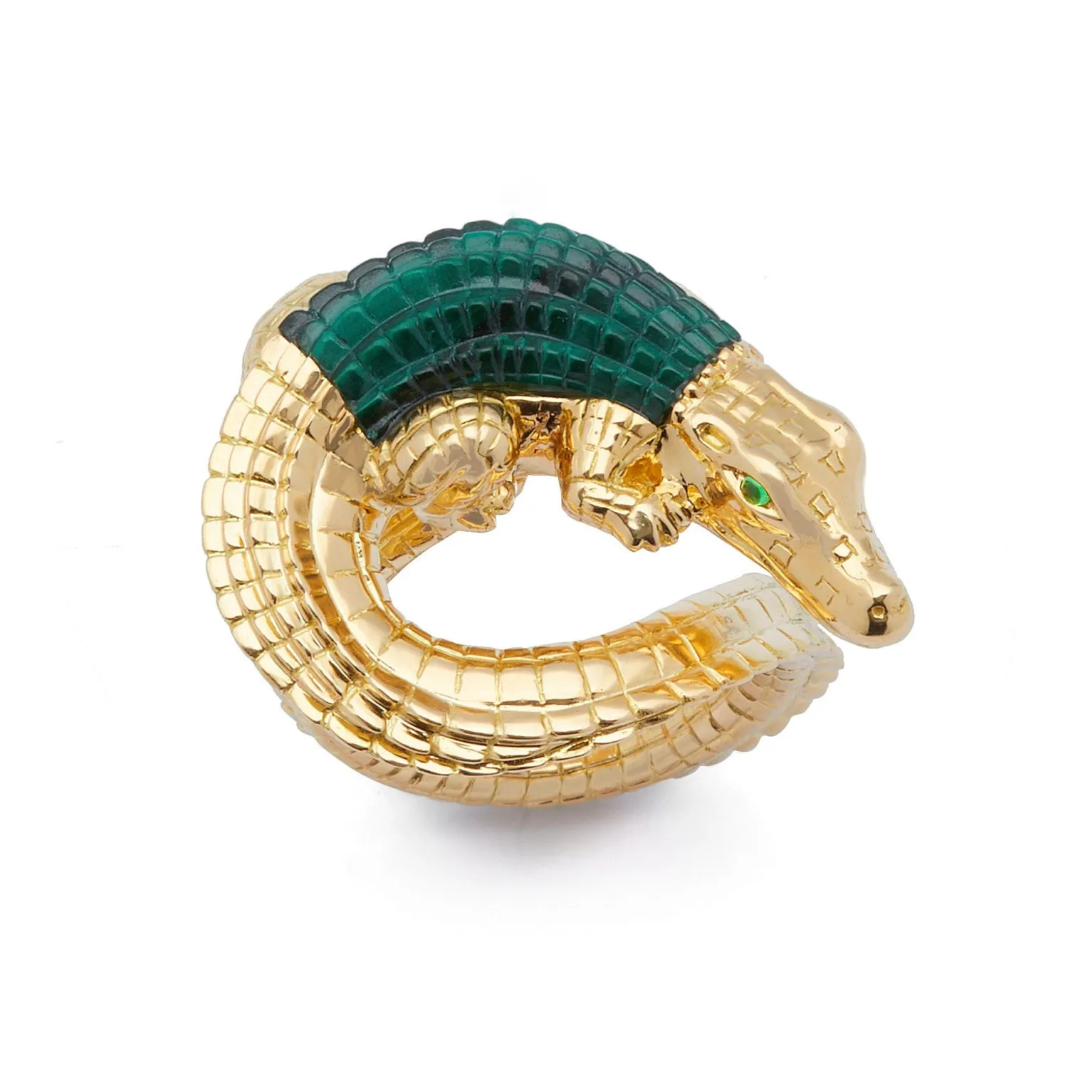 Bibi van der Velden Alligator Twist Ring with Malachite Hot