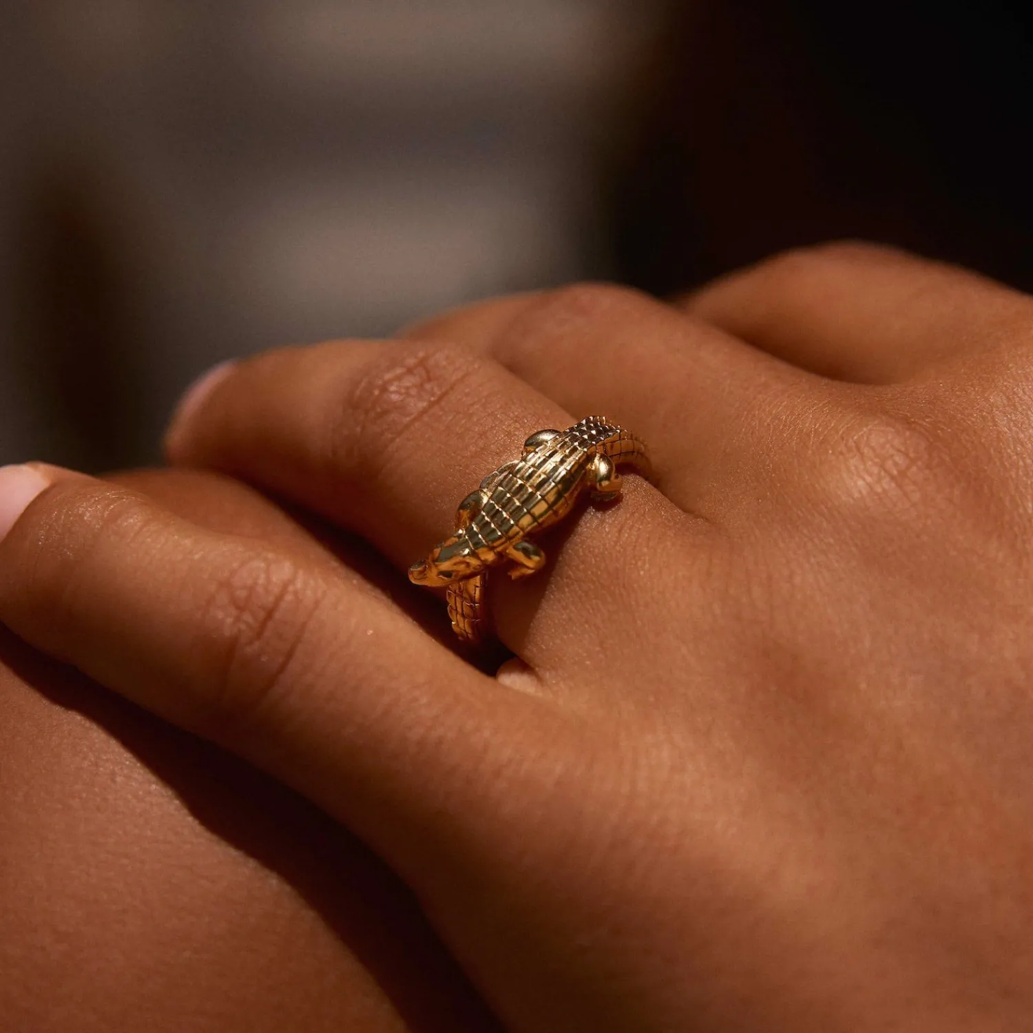 Bibi van der Velden Alligator Yellow Gold Pinky Ring Store