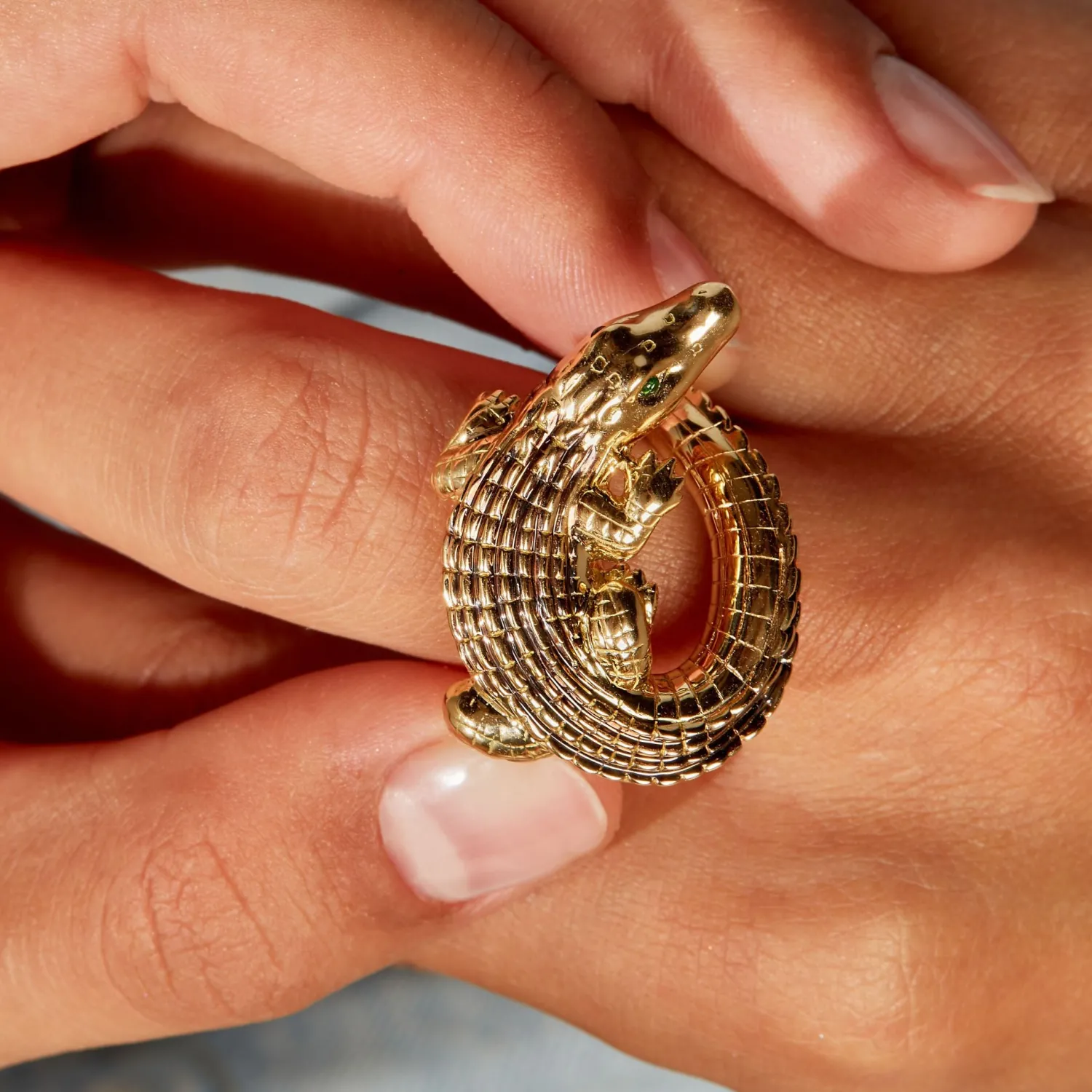 Bibi van der Velden Alligator Yellow Gold Twist Ring Cheap