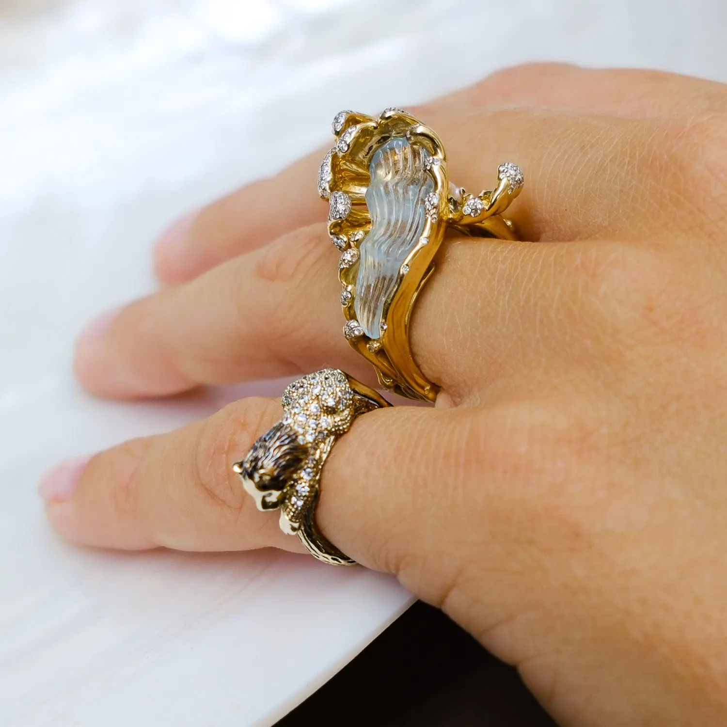 Bibi van der Velden Diamond Lion Stackable Ring Online