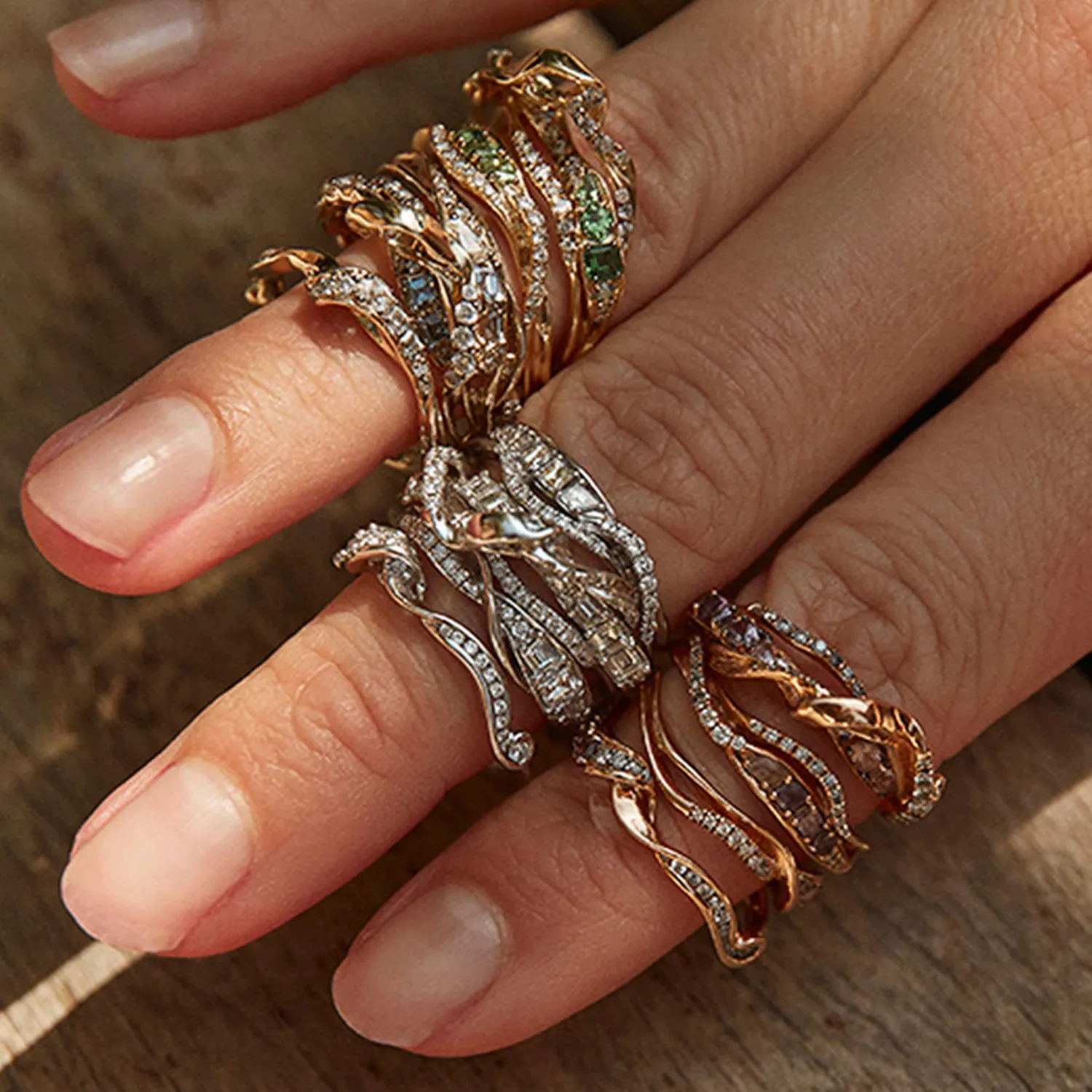 Bibi van der Velden Exhale Stackable Ring with Tsavorites Hot