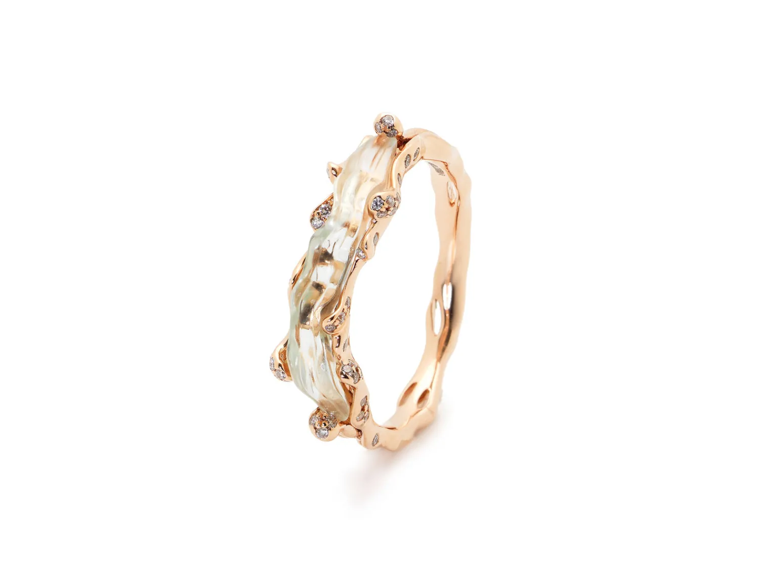 Bibi van der Velden Green Amethyst Wave Stackable Ring Shop