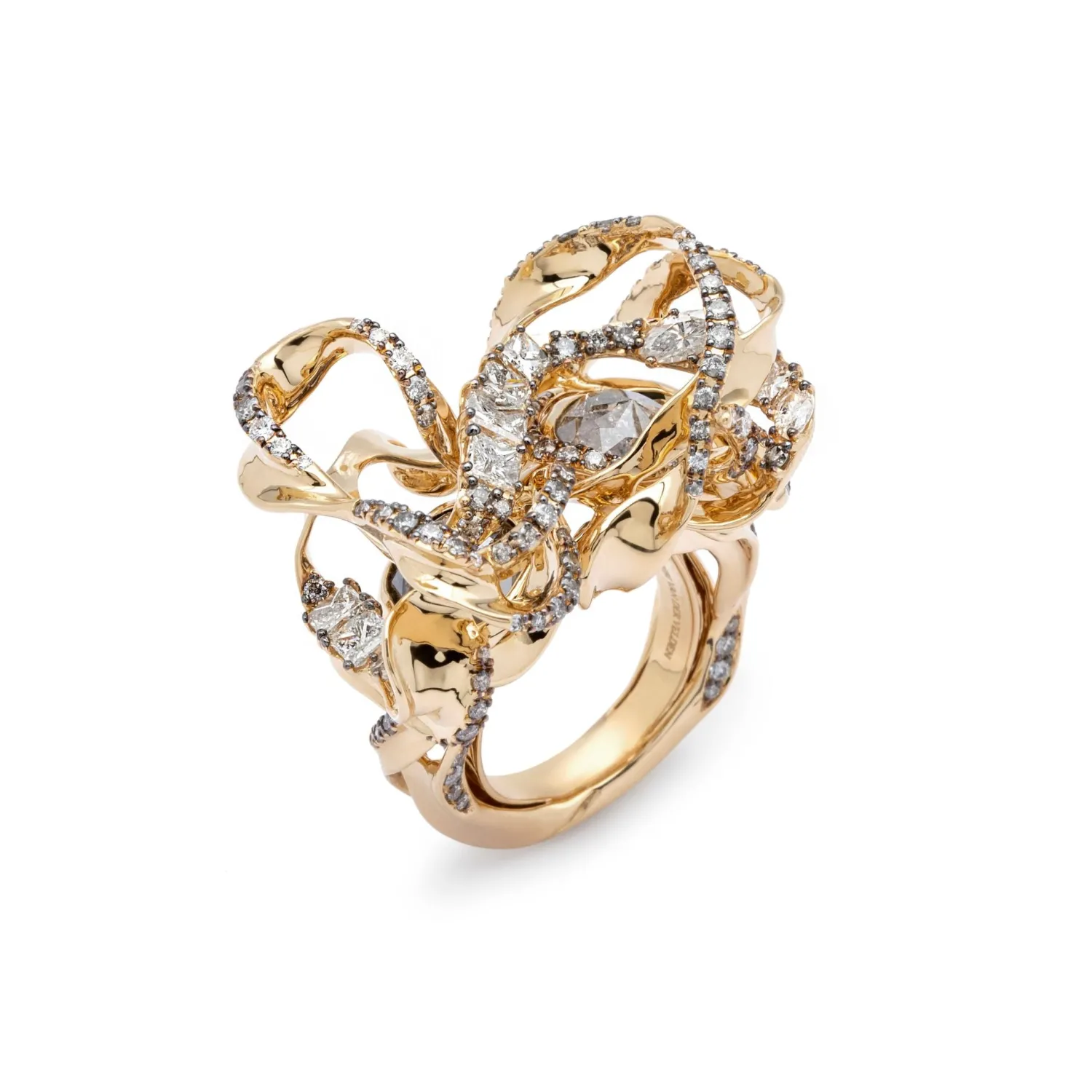 Bibi van der Velden Infinity Smoke Ring with Diamonds Hot