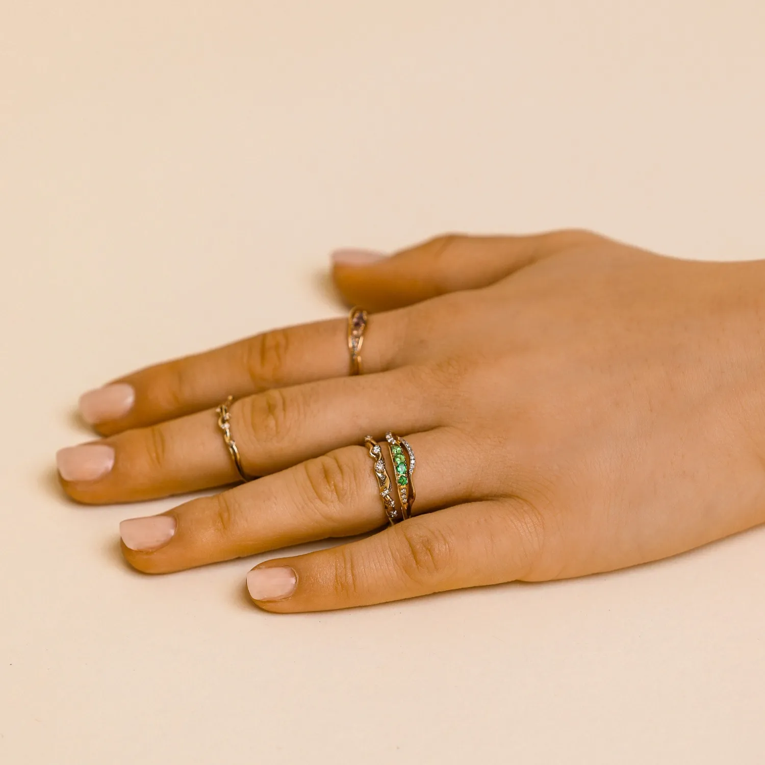Bibi van der Velden Inhale Stackable Ring with Tsavorites Cheap