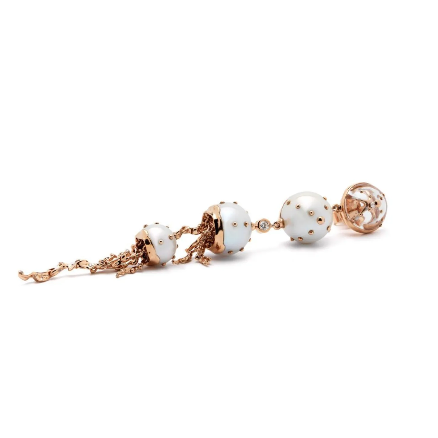 Bibi van der Velden Jellyfish Quartz and White Pearls Drop Earring with Diamonds Store