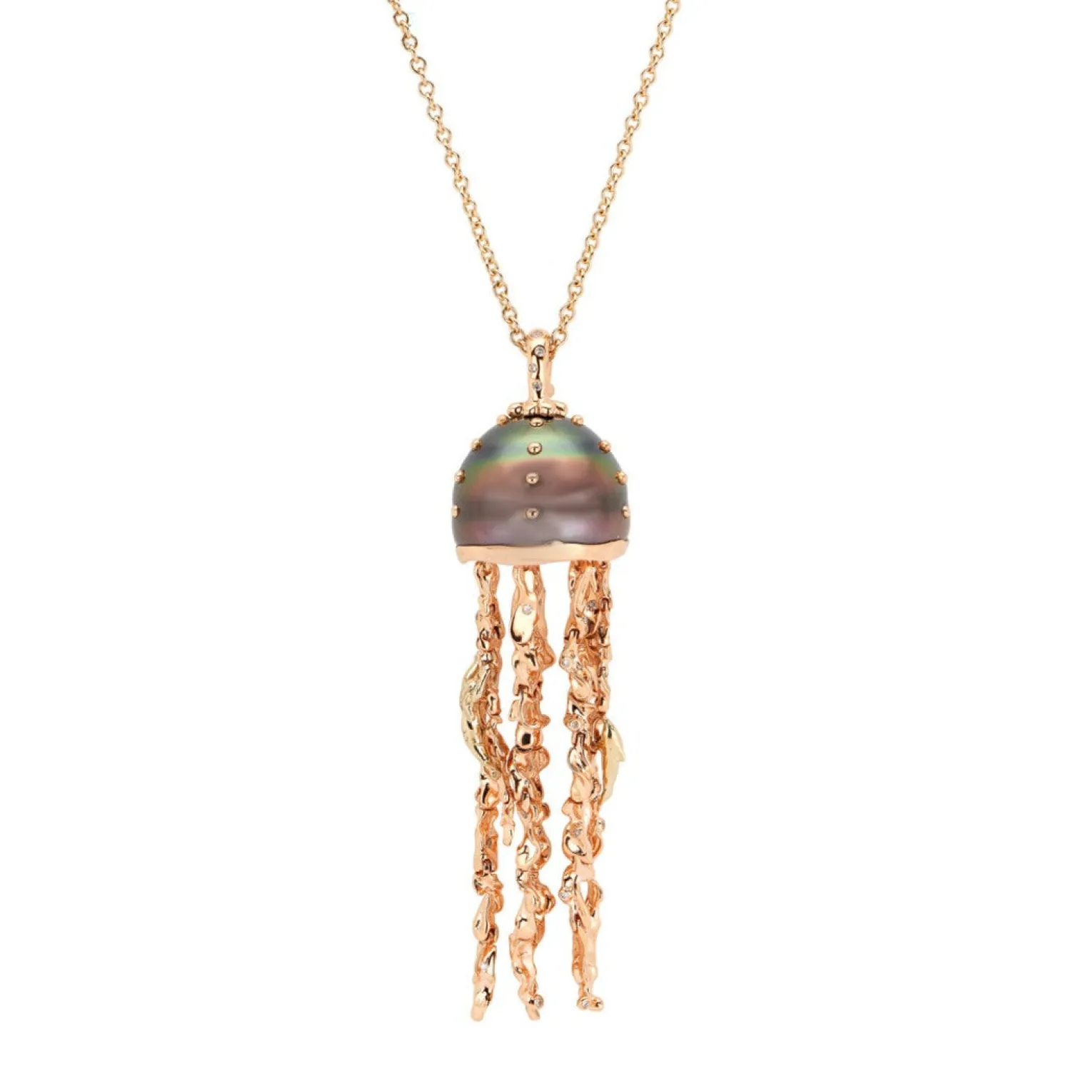 Bibi van der Velden Jellyfish Tahitian Pearl Pendant with Diamonds (Large) New