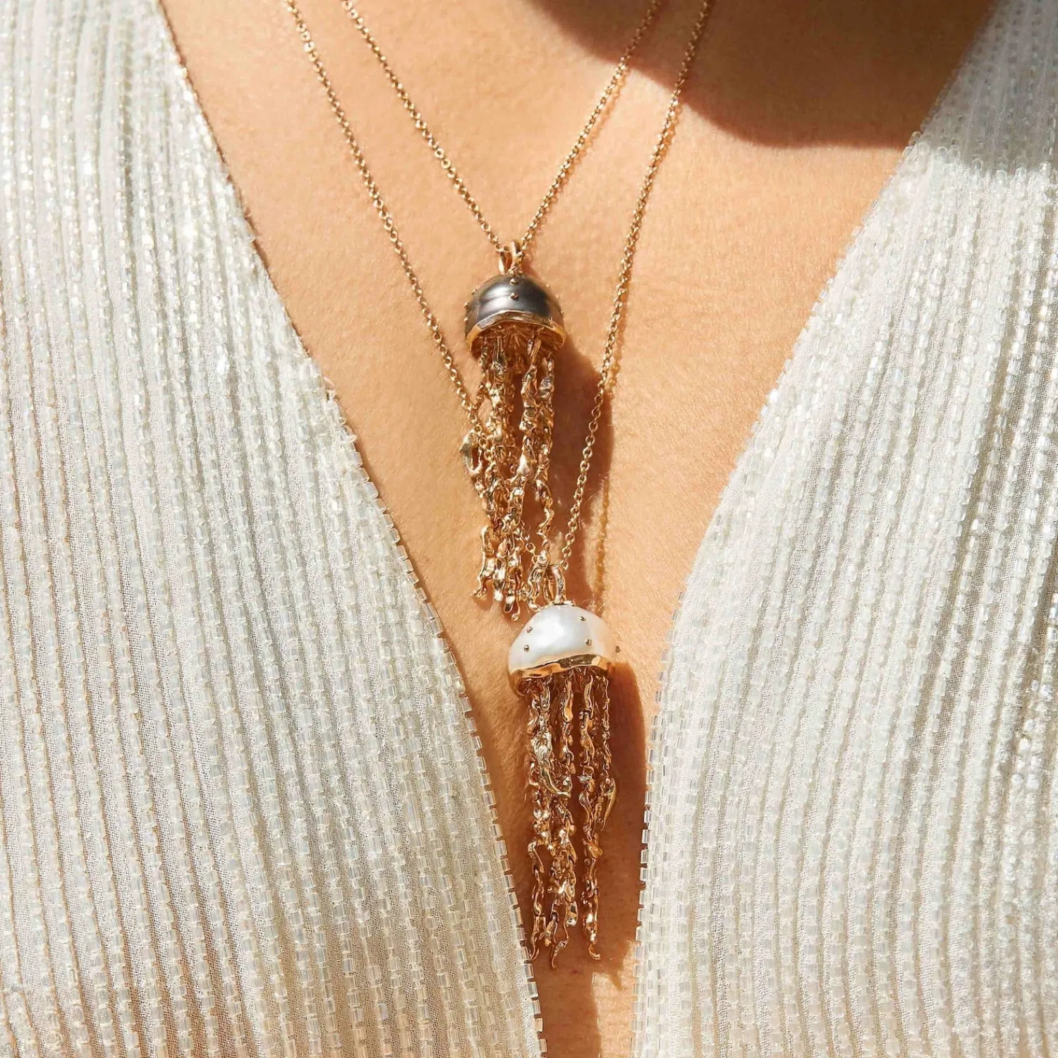 Bibi van der Velden Jellyfish Tahitian Pearl Pendant with Diamonds (Large) New