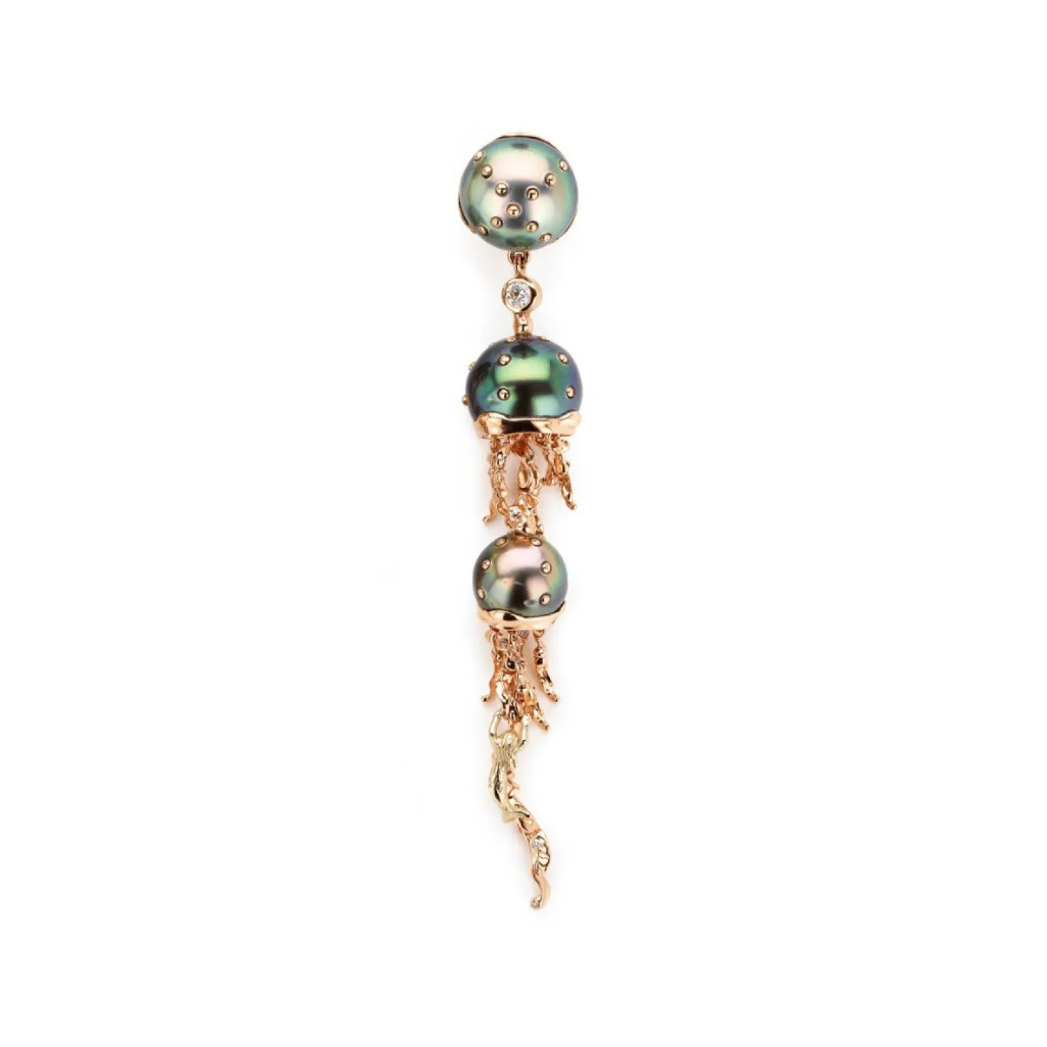 Bibi van der Velden Jellyfish Tahitian Pearls Drop Earring with Diamonds New