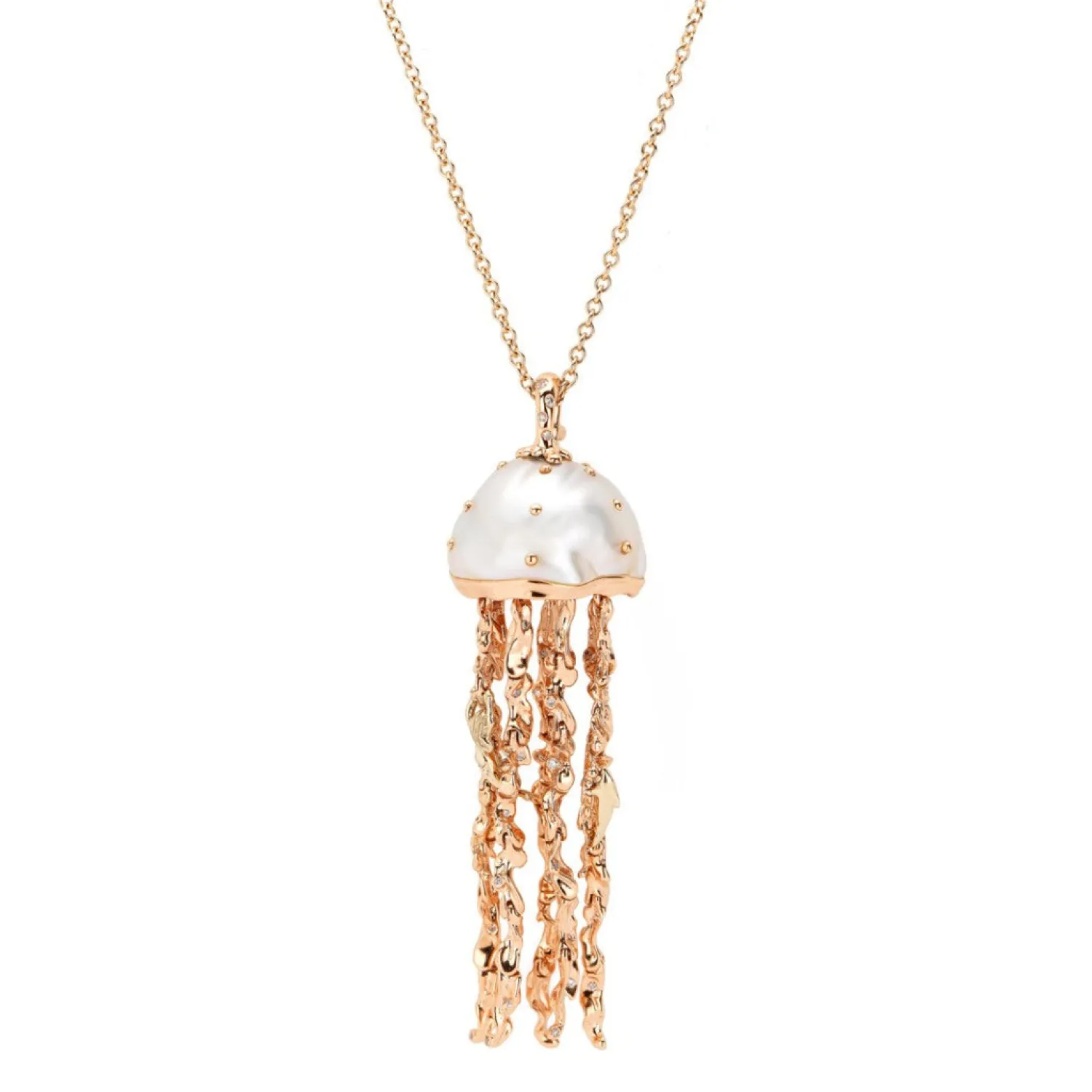 Bibi van der Velden Jellyfish White Pearl Pendant with Diamonds (Large) Clearance