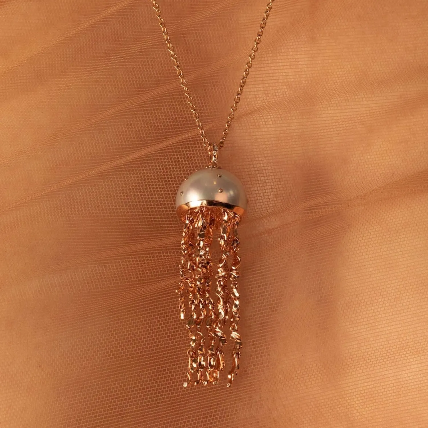 Bibi van der Velden Jellyfish White Pearl Pendant with Diamonds (Large) Clearance
