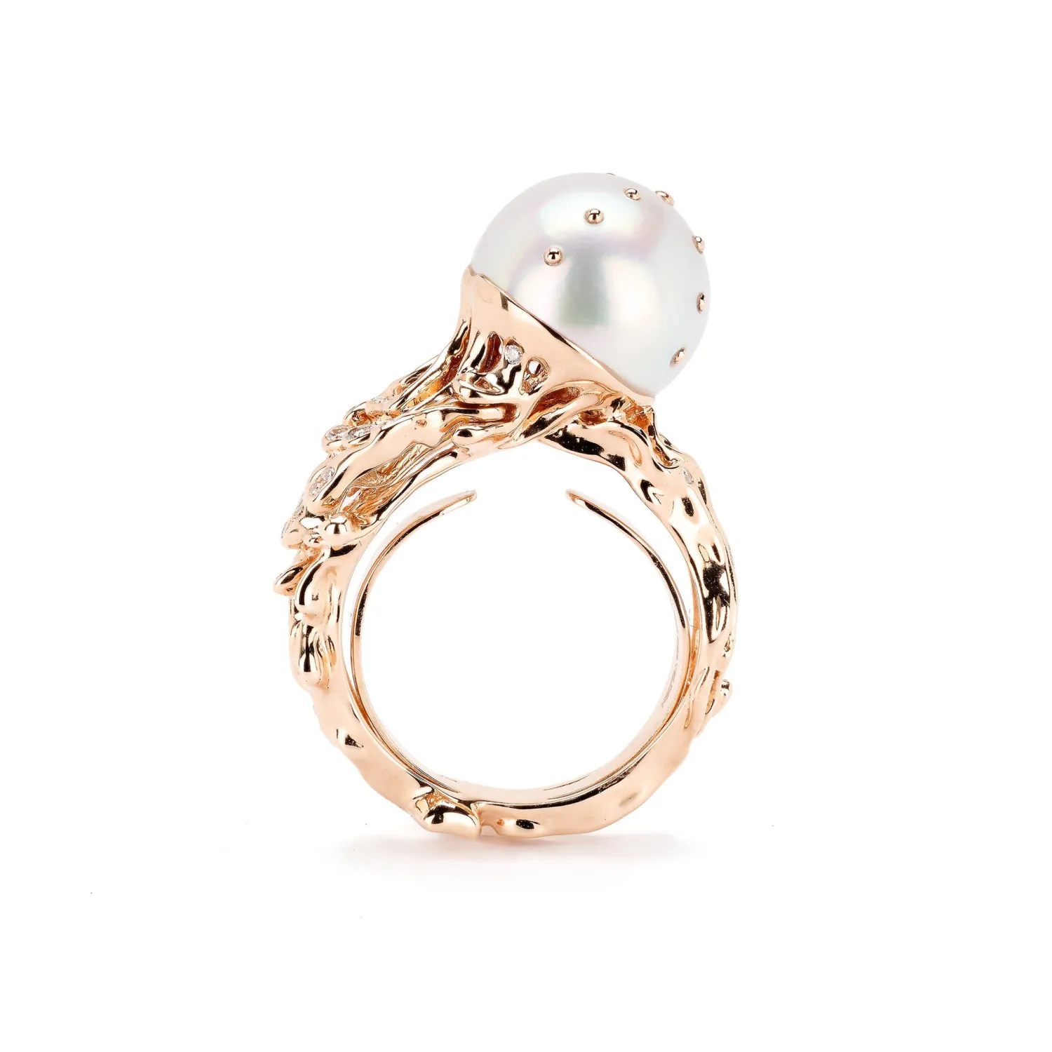 Bibi van der Velden Jellyfish White Pearl Ring with White Diamonds Best Sale