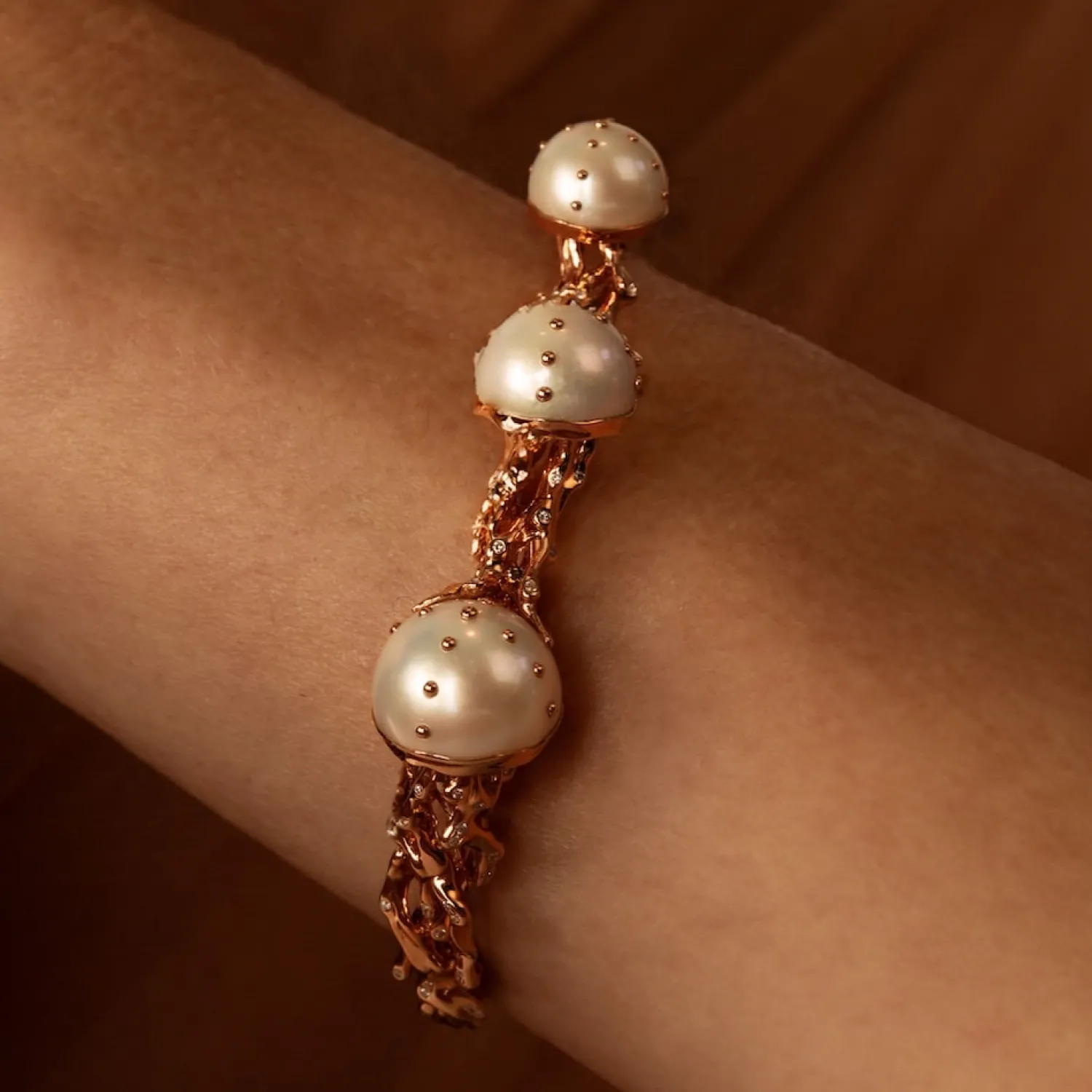 Bibi van der Velden Jellyfish White Pearls Bangle Clearance