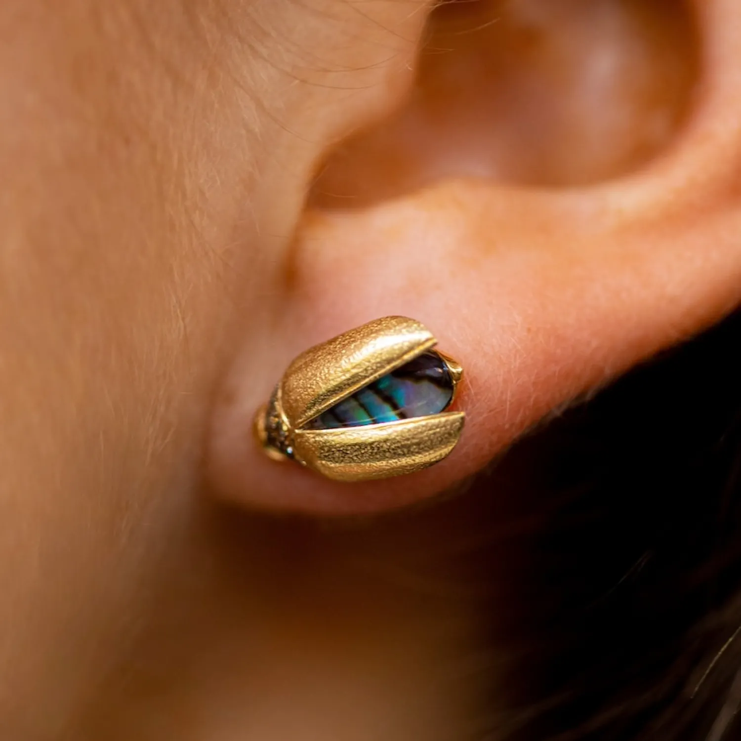 Bibi van der Velden Mini Scarab Abalone Fly Wings Stud Best Sale