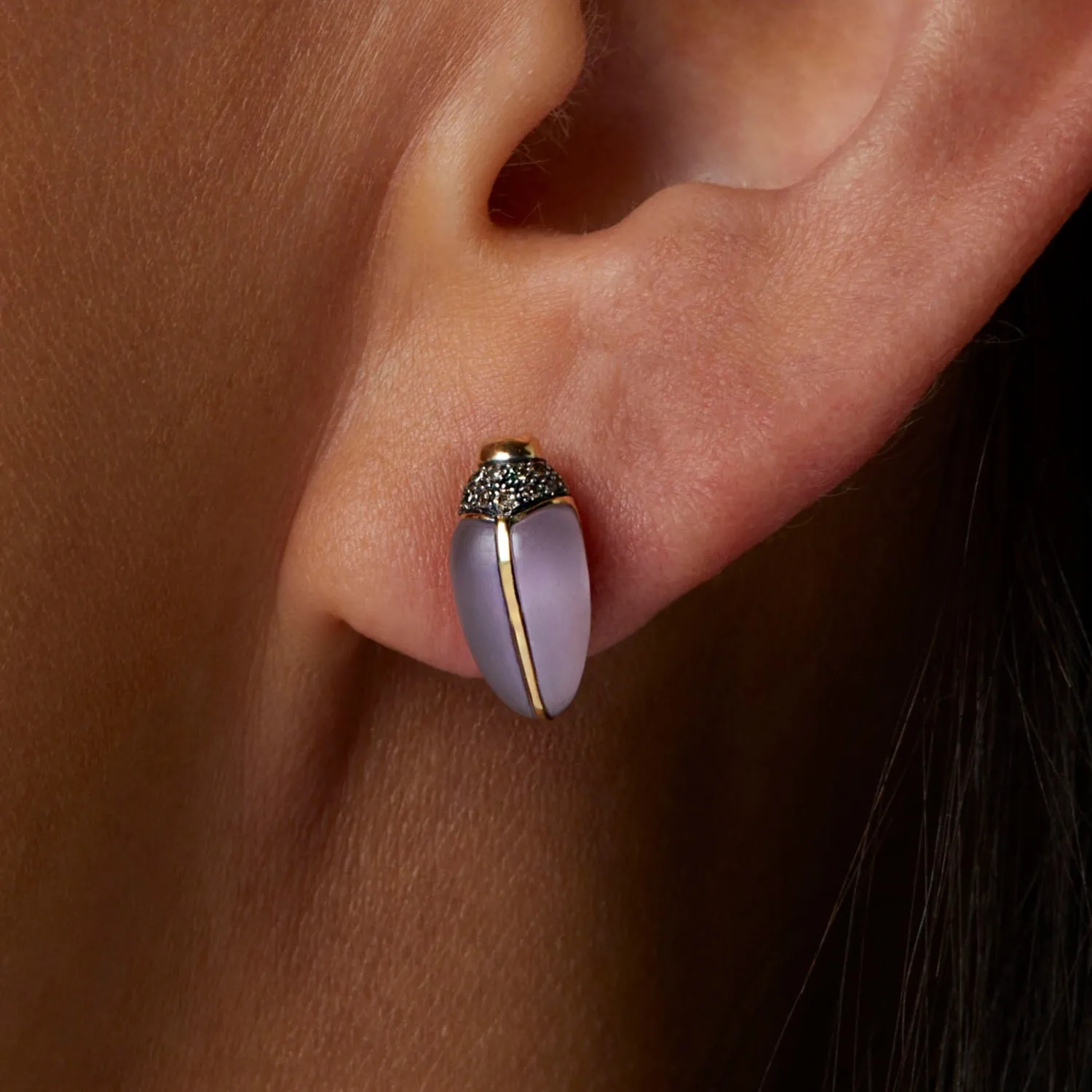 Bibi van der Velden Mini Scarab Amethyst Stud Store