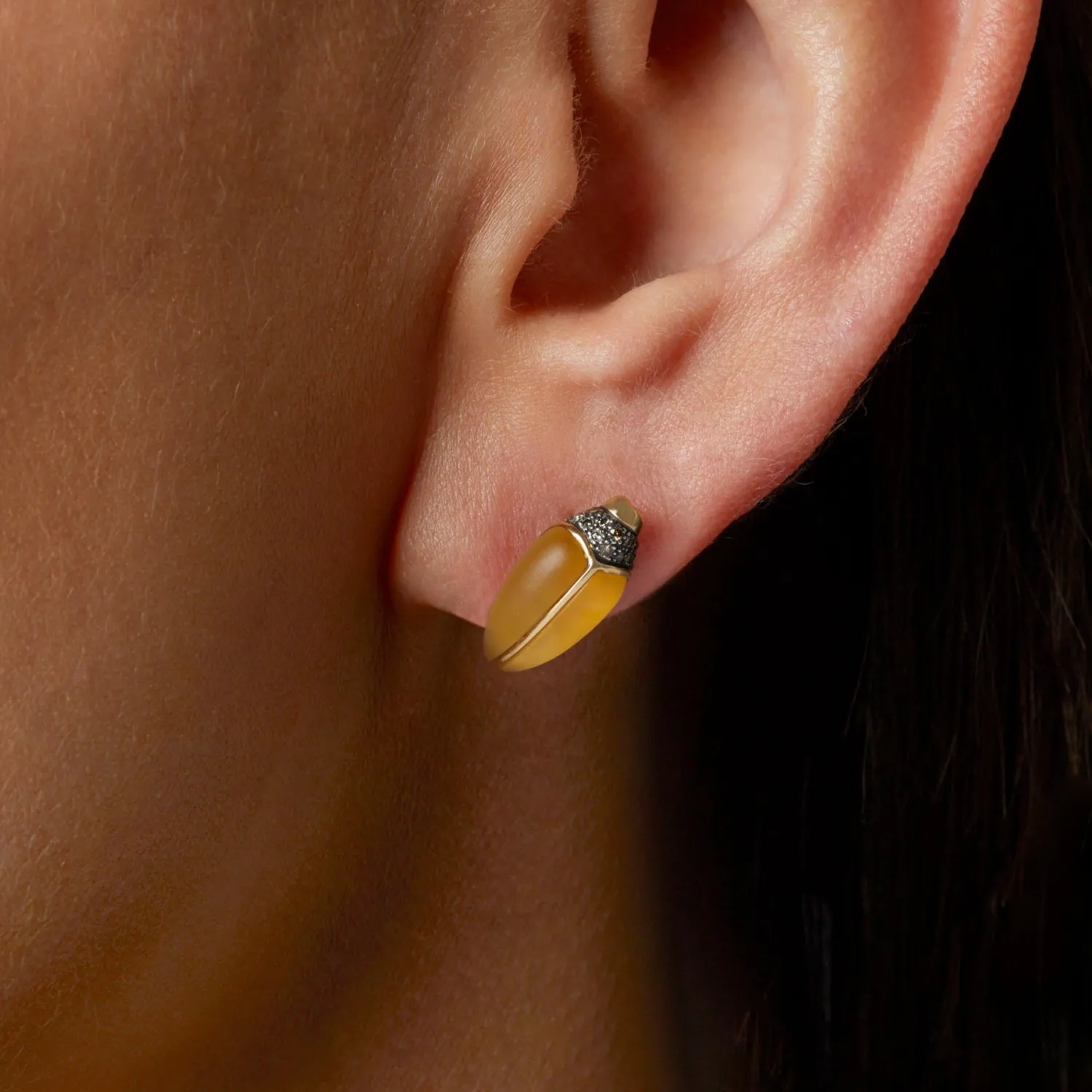 Bibi van der Velden Mini Scarab Citrine Stud Cheap