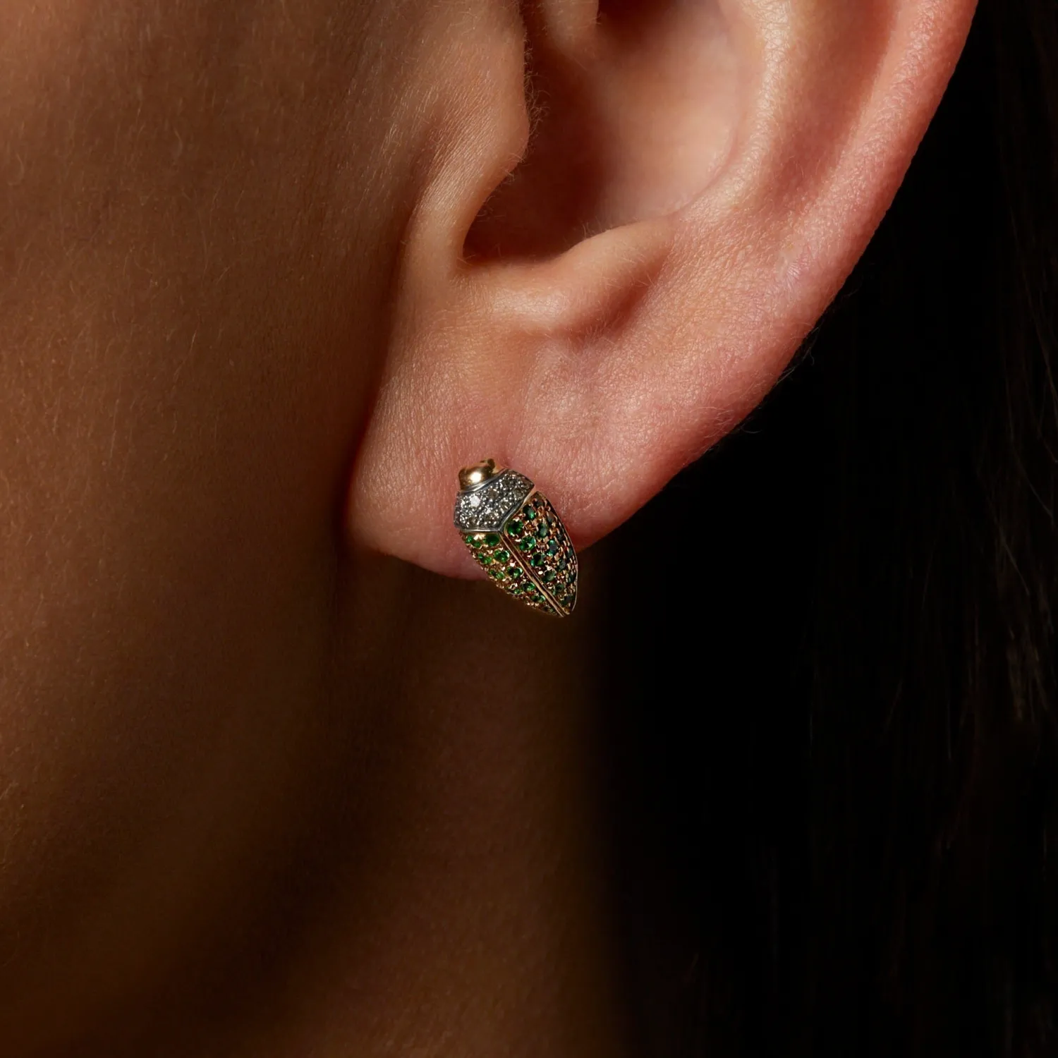 Bibi van der Velden Mini Scarab Pave Tsavorites Stud Sale