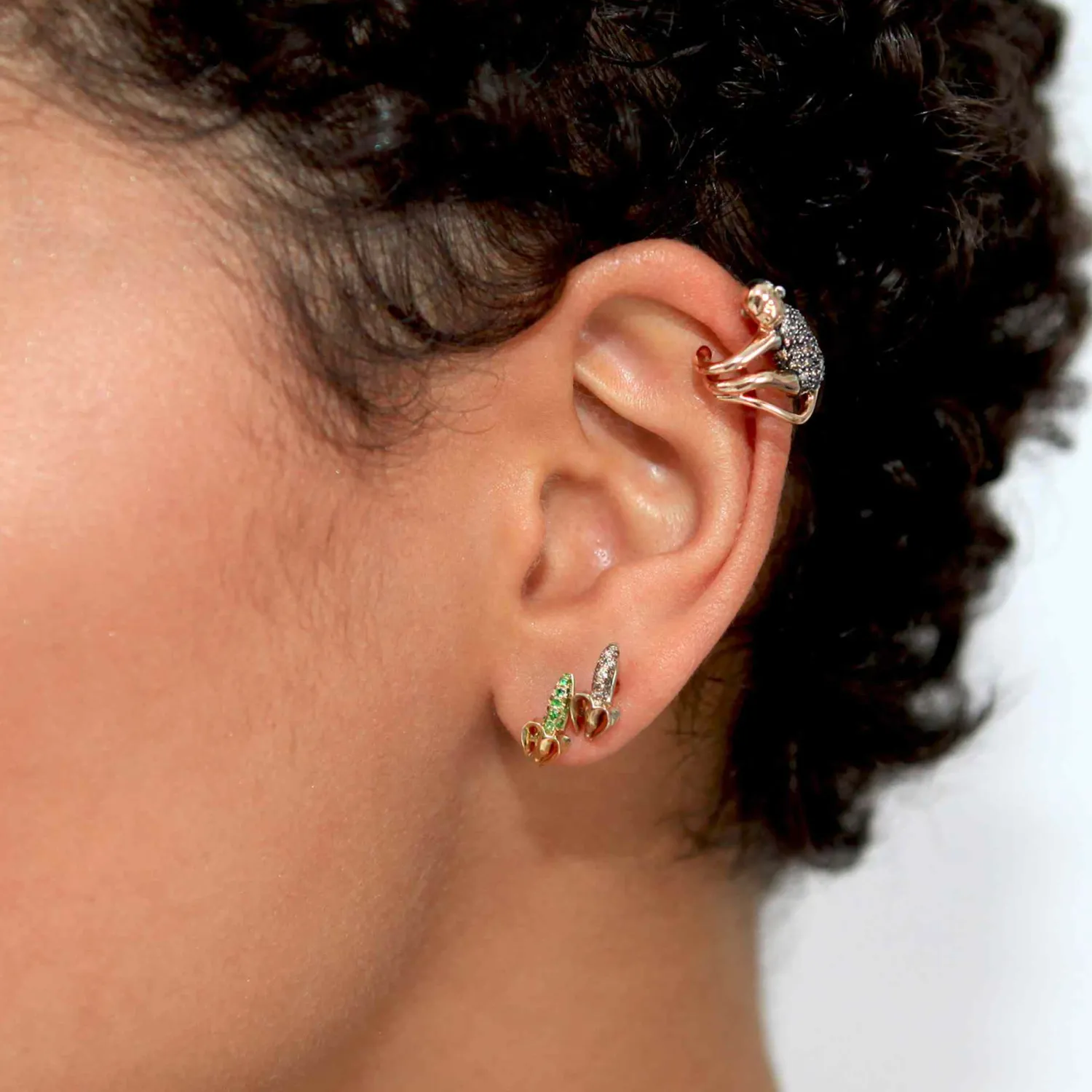 Bibi van der Velden Monkey Mini Banana Tsavorite Stud Cheap