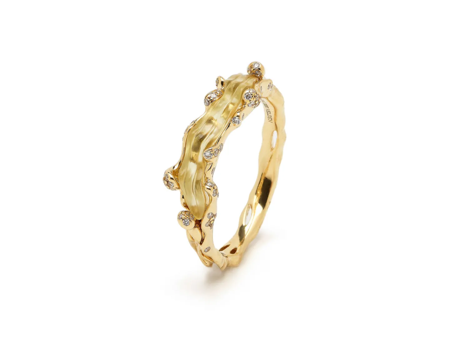 Bibi van der Velden Olive Quartz Wave Stackable Ring Shop