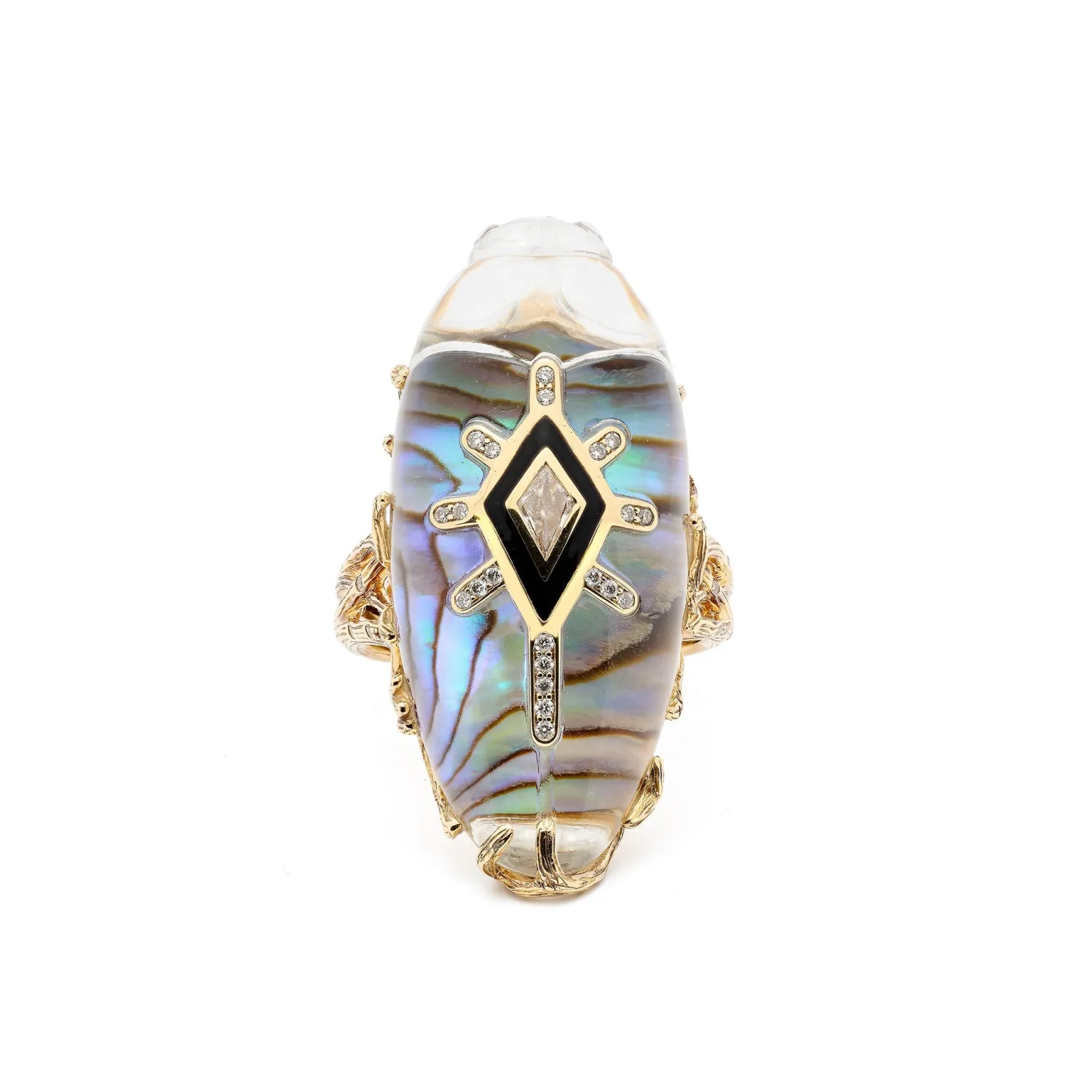 Bibi van der Velden Scarab Abalone Cocktail Ring Hot