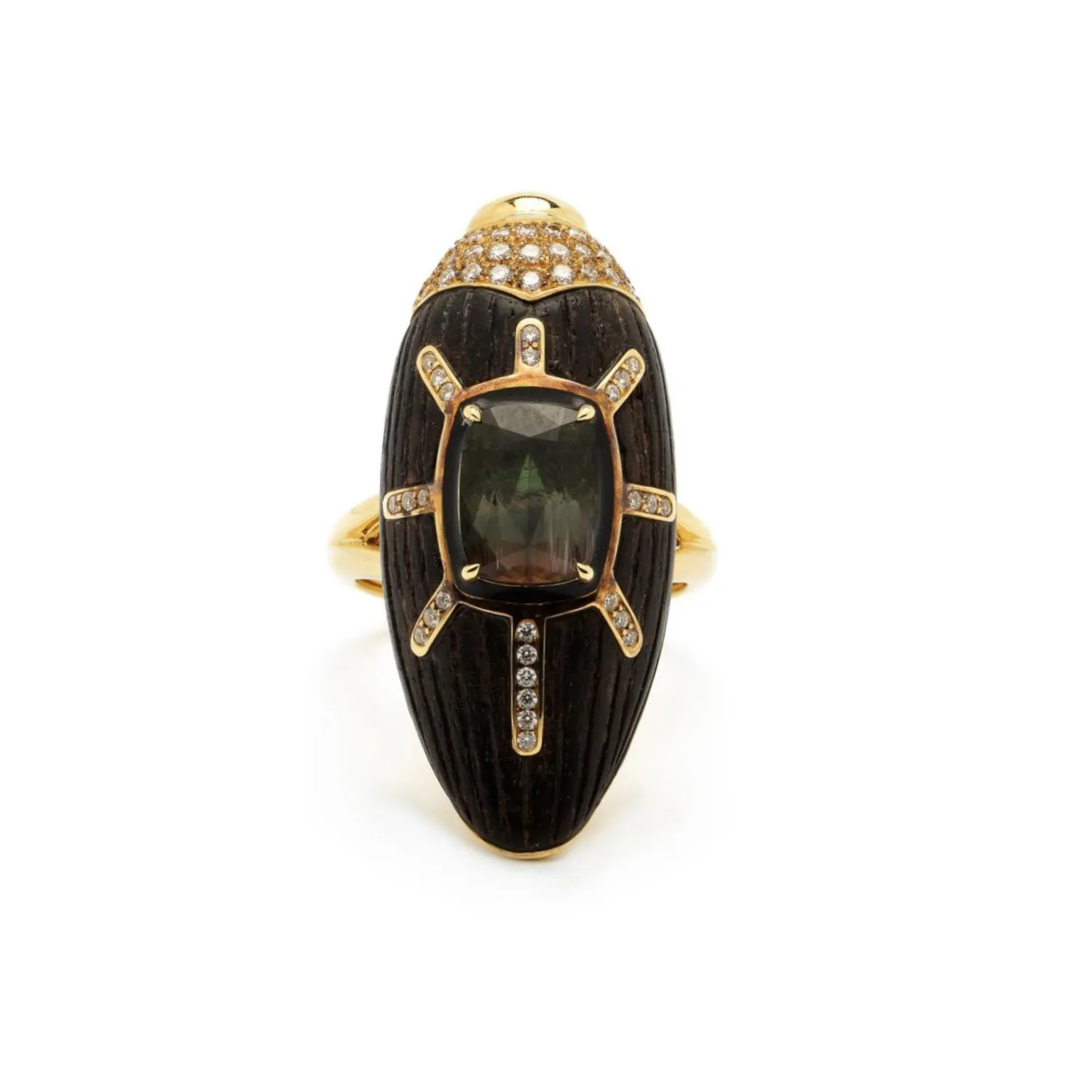 Bibi van der Velden Scarab Ebony Ring with Watermelon Tourmaline Cheap