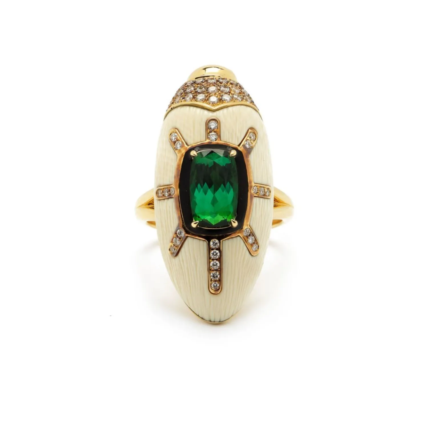 Bibi van der Velden Scarab Mammoth Ring with Green Tourmaline Online