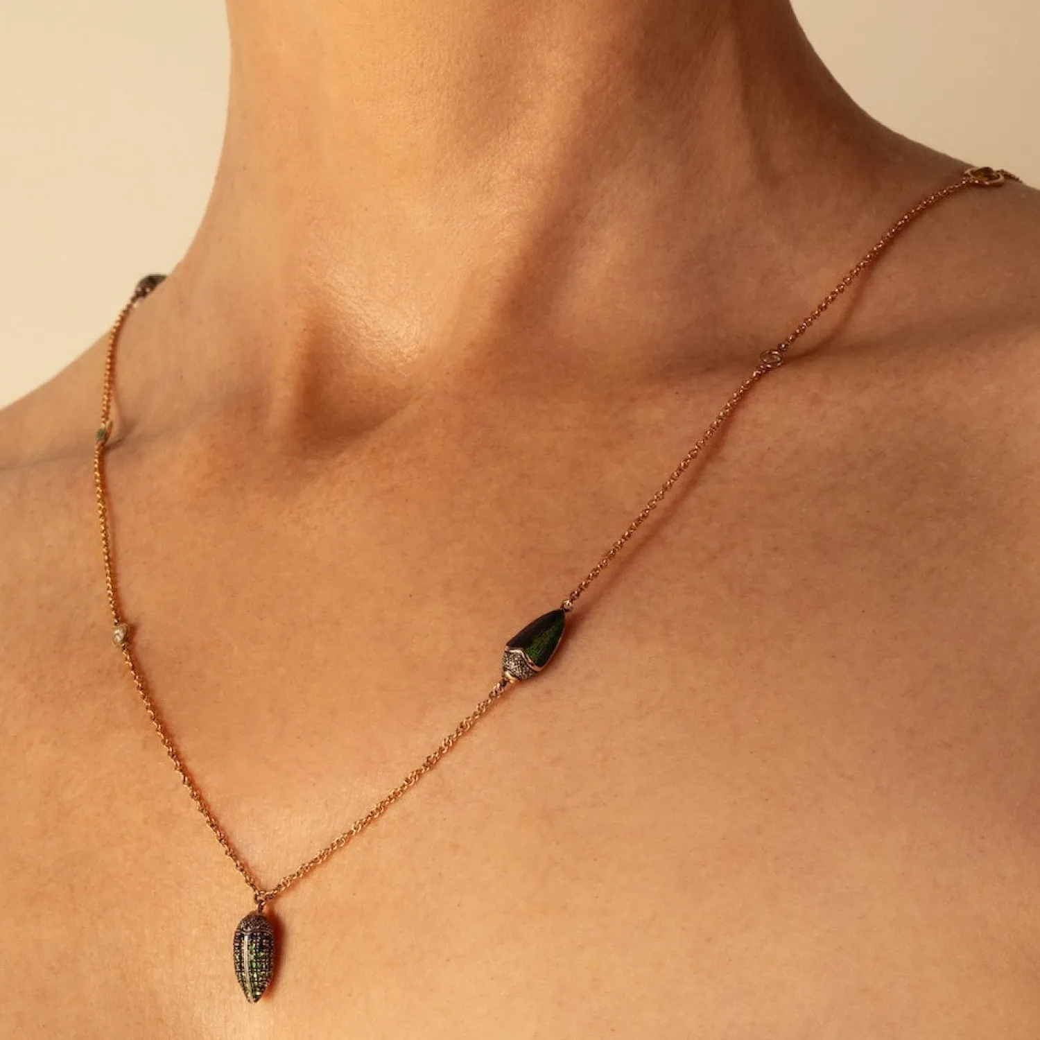 Bibi van der Velden Scarab Trio Necklace Online