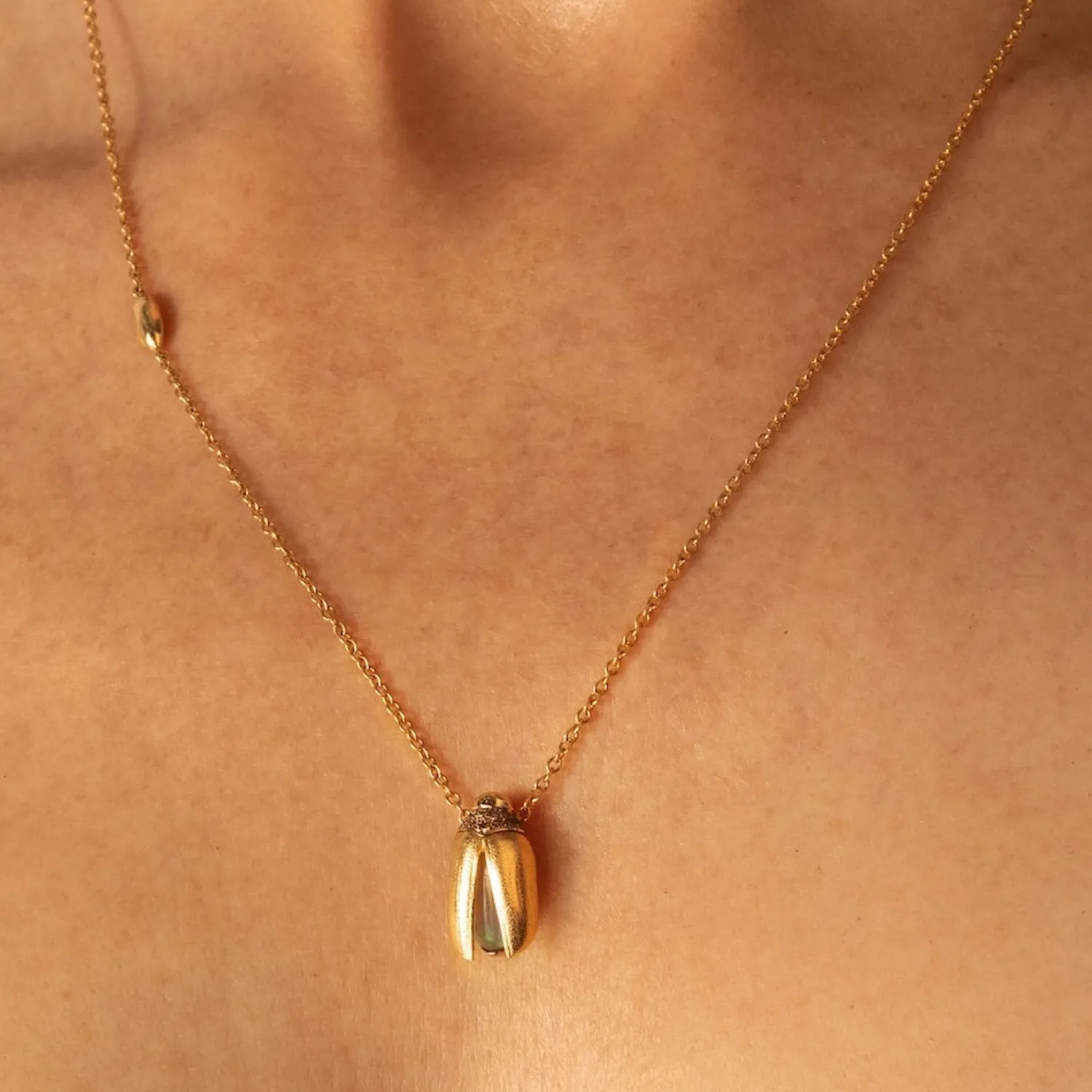 Bibi van der Velden Short Solo Scarab Opal Fly Wings Necklace Flash Sale