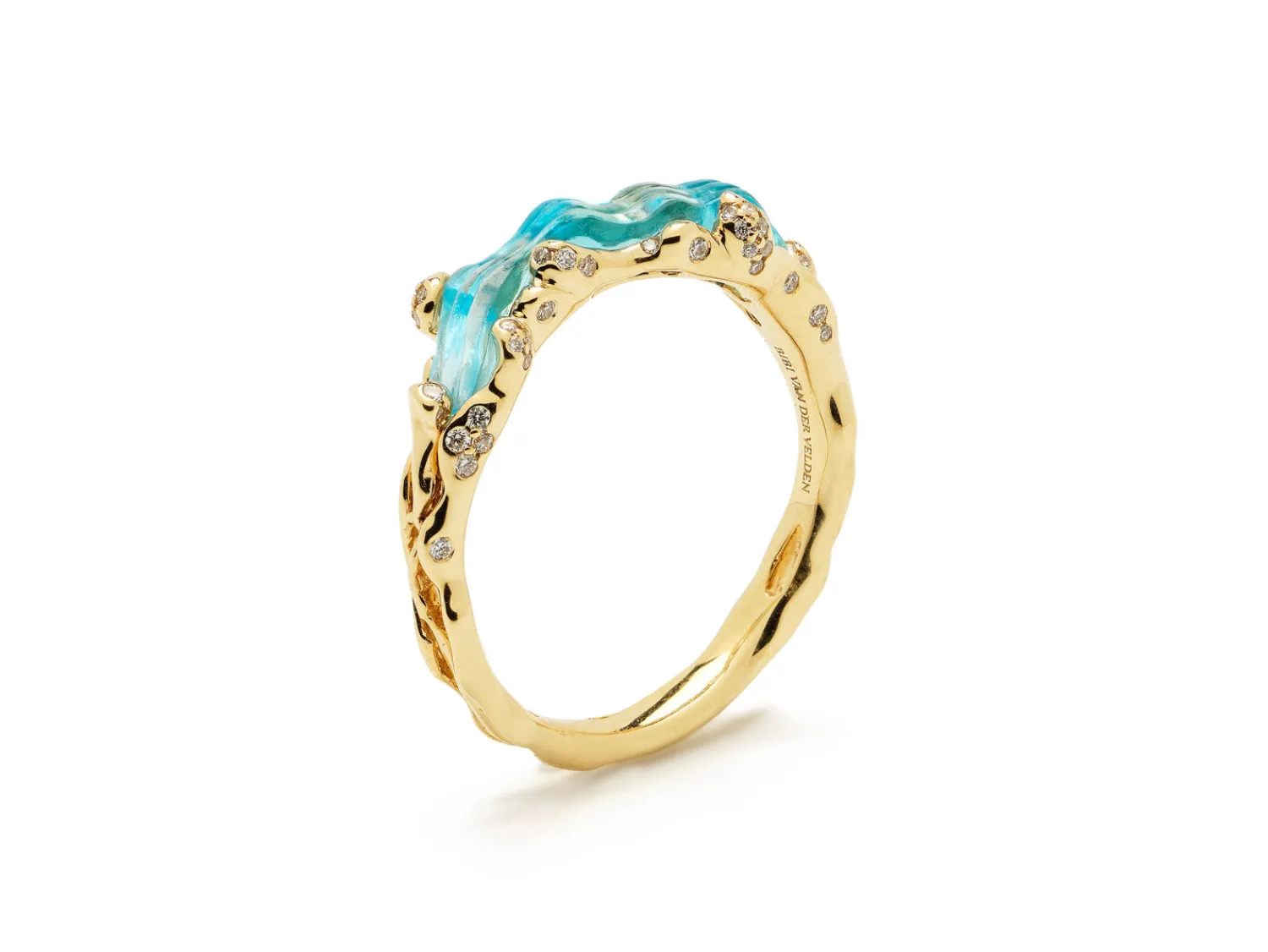Bibi van der Velden Wave Stackable Ring Blue Topaz Hot